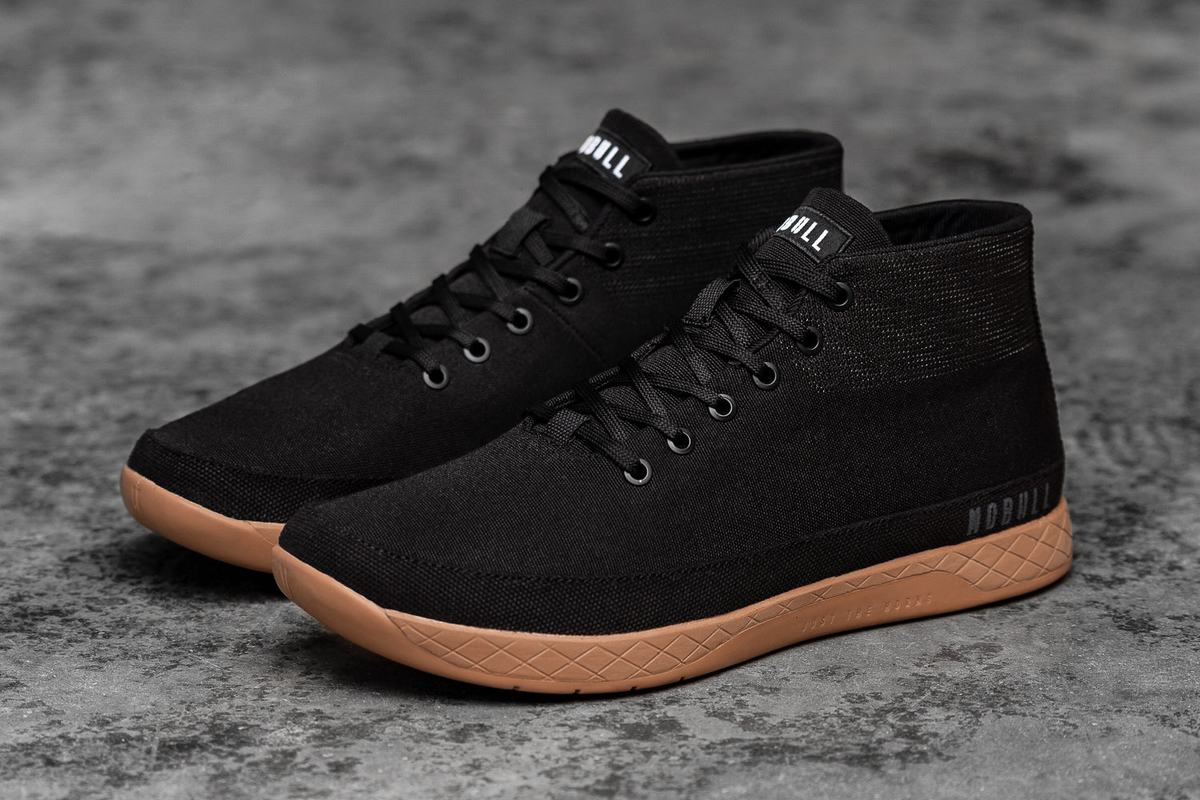 Nobull Canvas Mid Men's Trainers Black Coffee | Australia (OW9082)